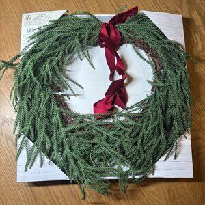 My Texas House 22" Natural Feel Norfolk Wreath Faux Greenery Holiday Decor